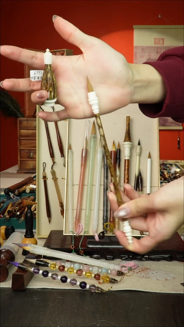 93号闪孤品高货毛笔链接 清水试笔 蘸墨不退