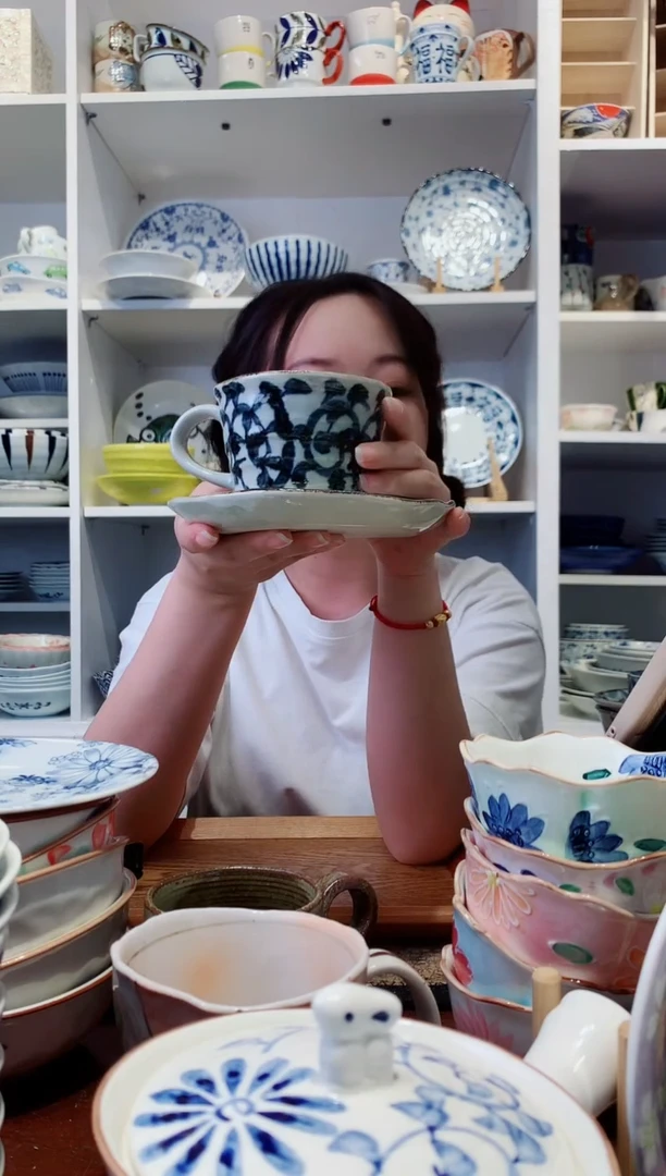 陶瓷章鱼唐草咖啡杯碟