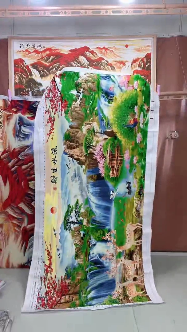 棉   流水生财      2.3米满绣