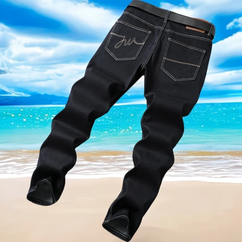Jeanswest/真维斯秋冬新款纯色牛仔裤男士直筒修身弹力百搭长裤子