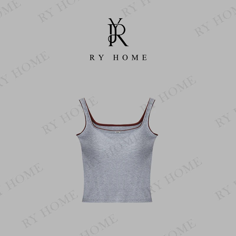 【容雨RYHOME】春季新款撞色方领吊带背心251BX0047