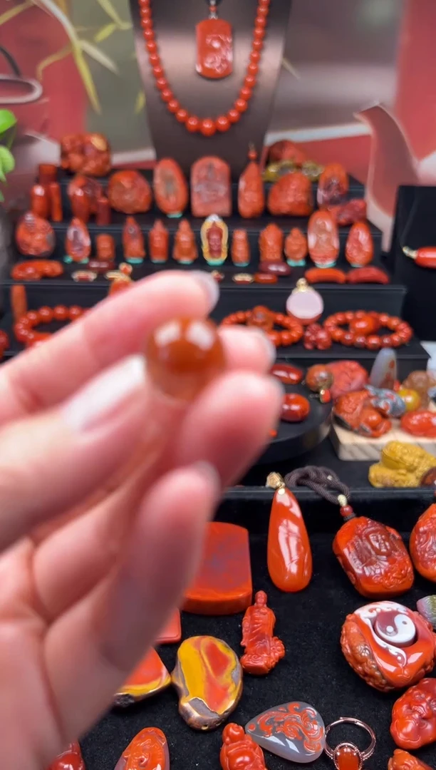 未镶嵌单珠南红玛瑙渔**乐单珠