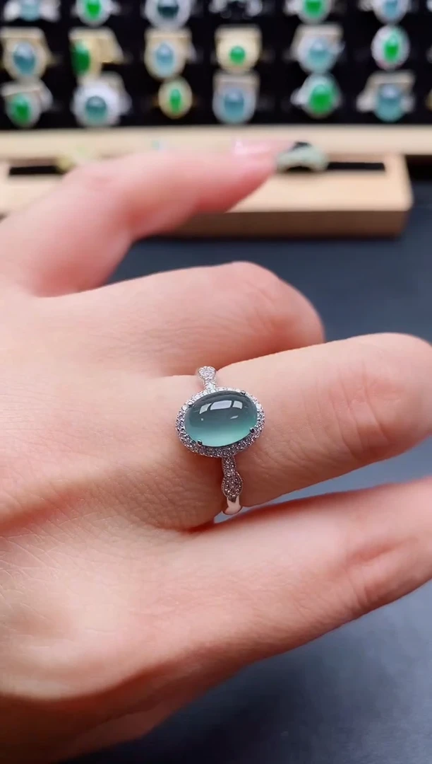 银S925镶嵌戒指翡翠1