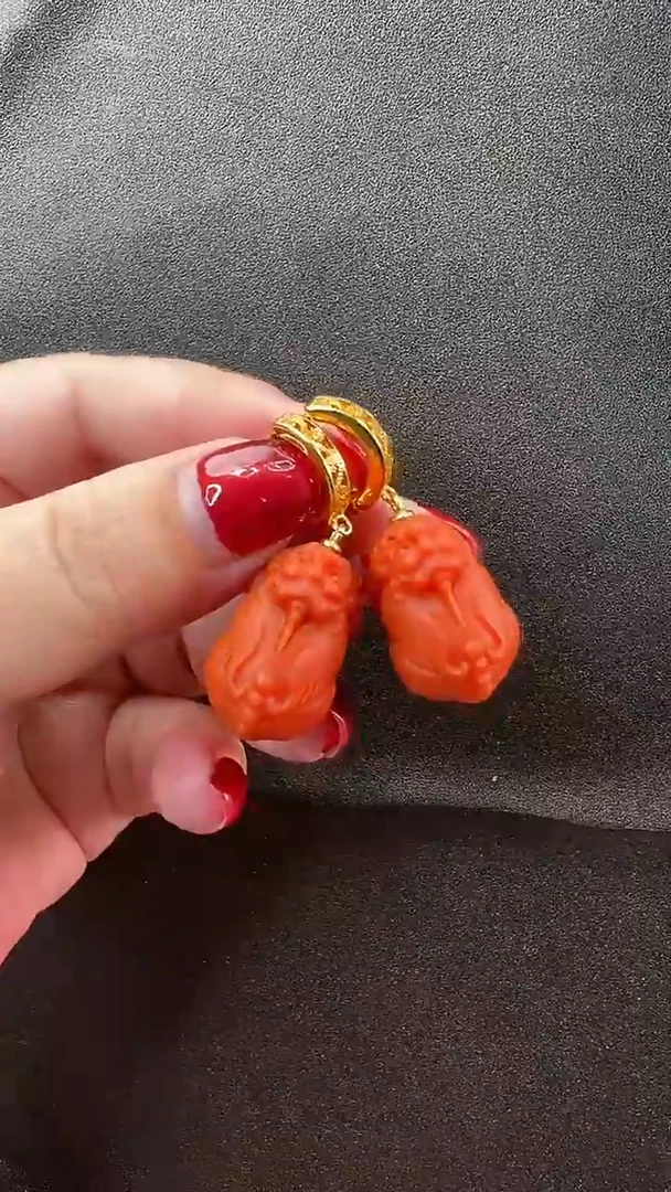 南红玛瑙未镶嵌颈饰耳环
