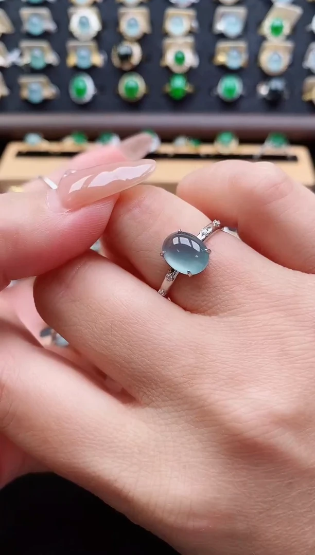 银S925镶嵌戒指翡翠1