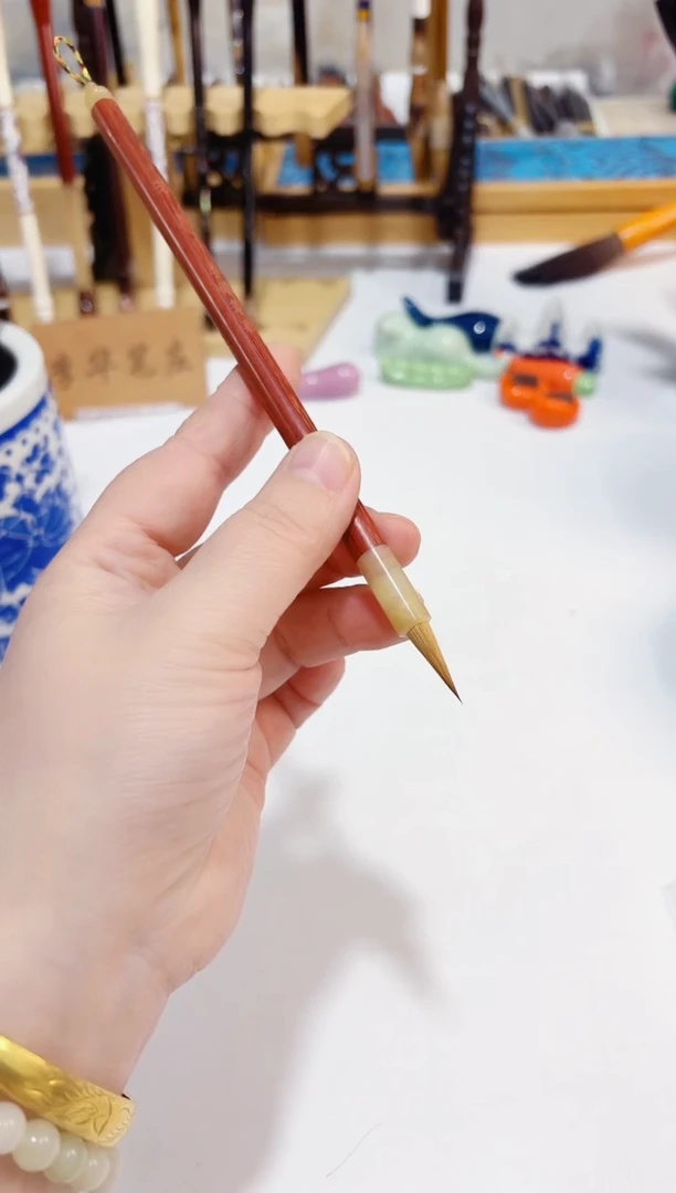 芳苑 新款科檀木黄狼辽尾小楷毛笔 1支 作品小楷