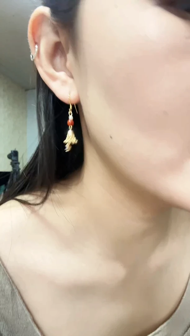 南红玛瑙未镶嵌耳饰南红圣诞耳钉