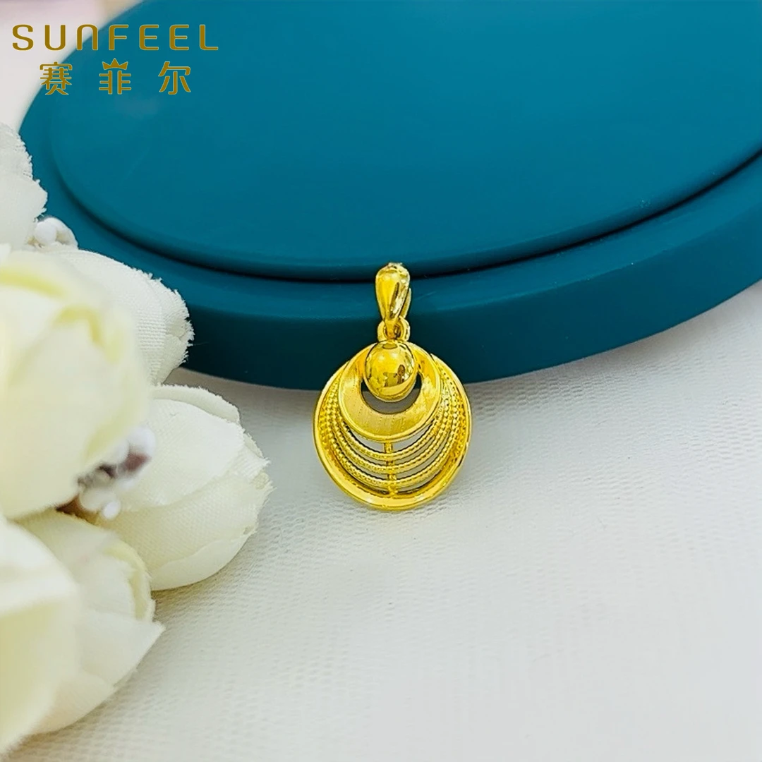 SUNFEEL/赛菲尔黄金足金多层几何黄金吊坠轻奢气质5623 3D工艺
