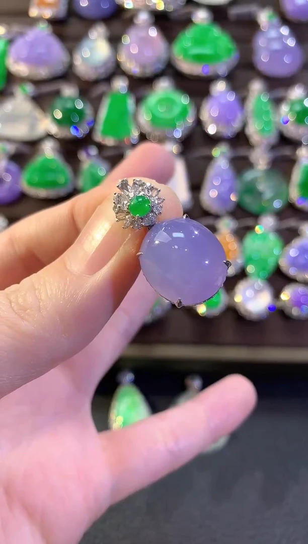 吊坠(不含链)18K金镶嵌翡翠冬日珠宝E28紫货有色差