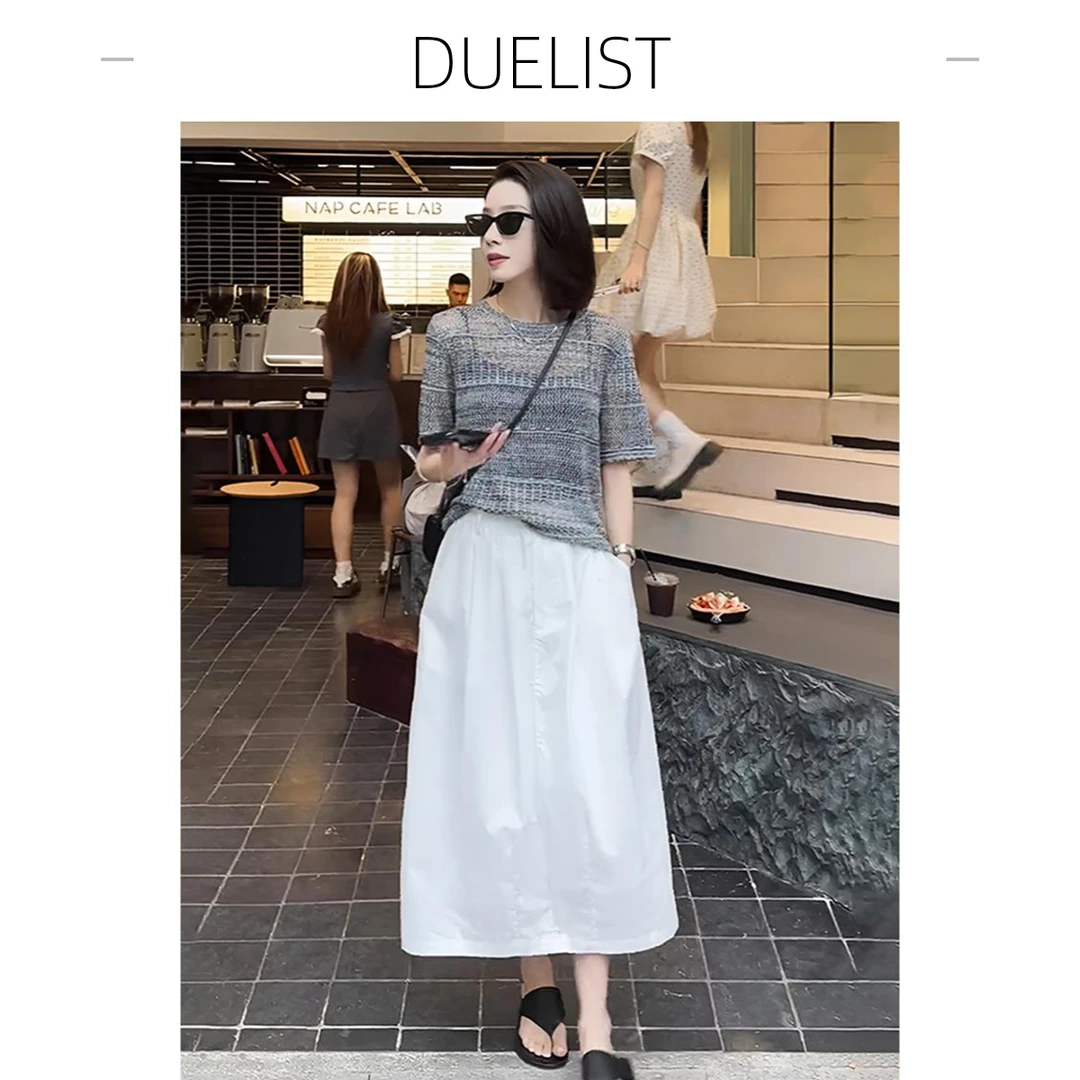 DUELIST镂空慵懒短袖针织衫女新款夏季宽松小个子休闲洋气上衣女