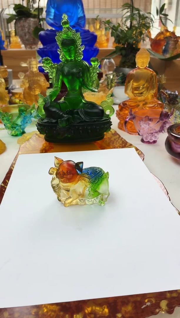 手工艺品琉璃彩色福猪茶宠摆件