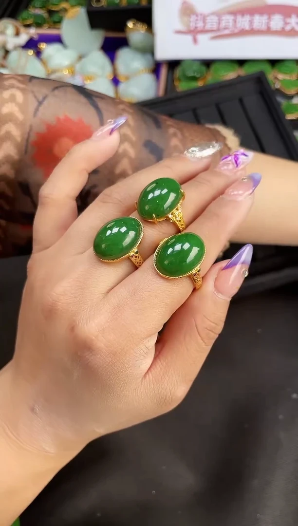 【闪购商品】和田玉戒指银S925镶嵌多样性发一