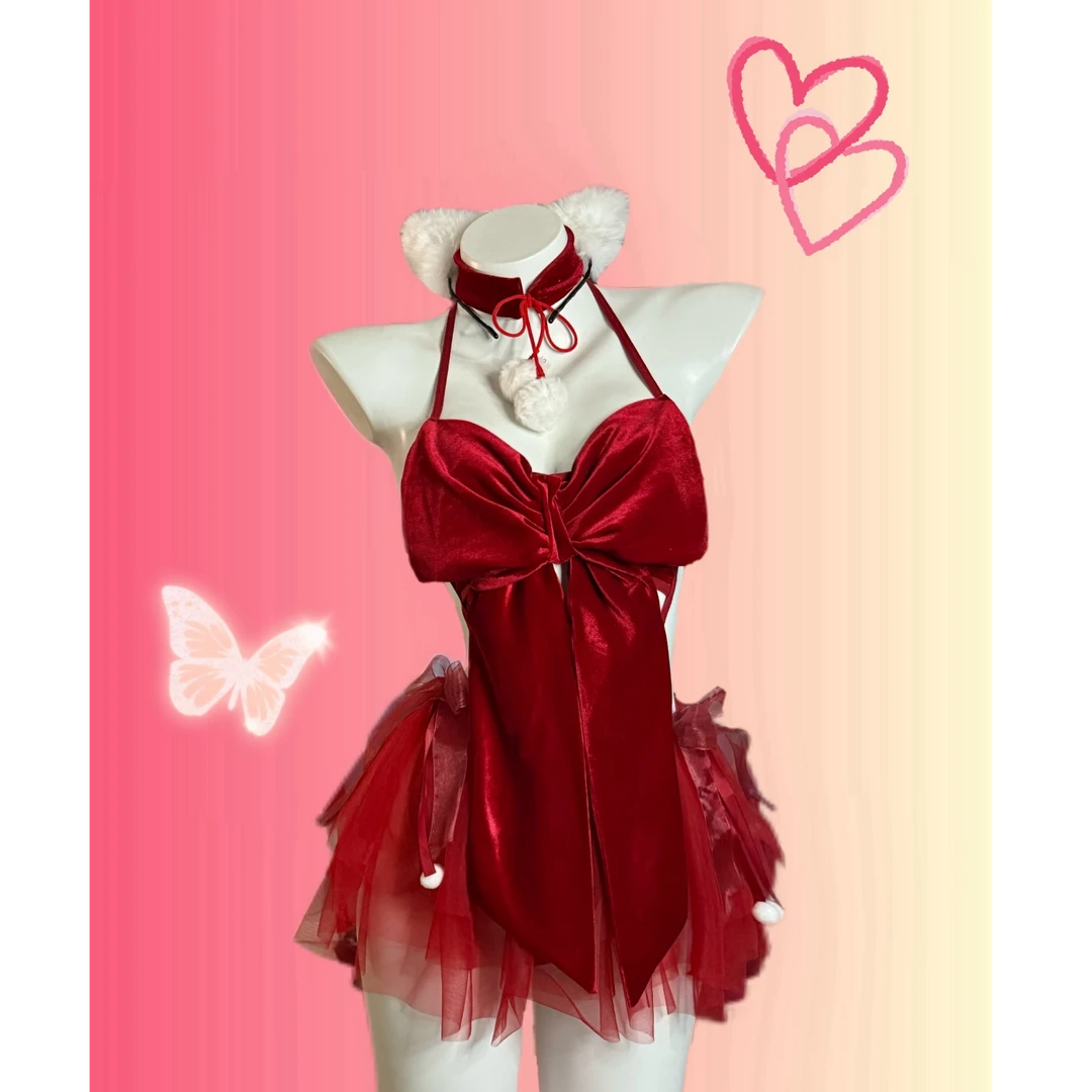 情人节套装【80-135】抹胸包臀连衣裙显瘦睡裙趣会战袍制服吊带新年