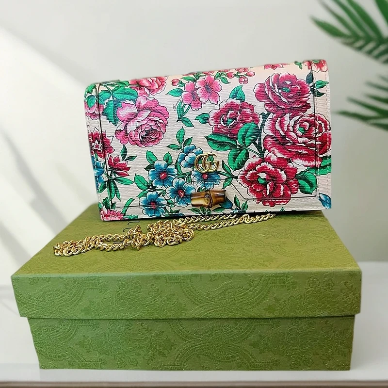 95新 GUCCI/古驰 花卉WOC链条包 1176 0984