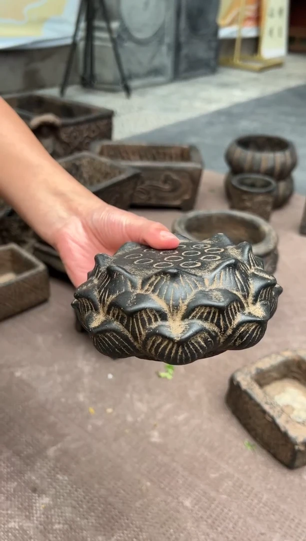 陶土【火山泥】莲蓬实心底座