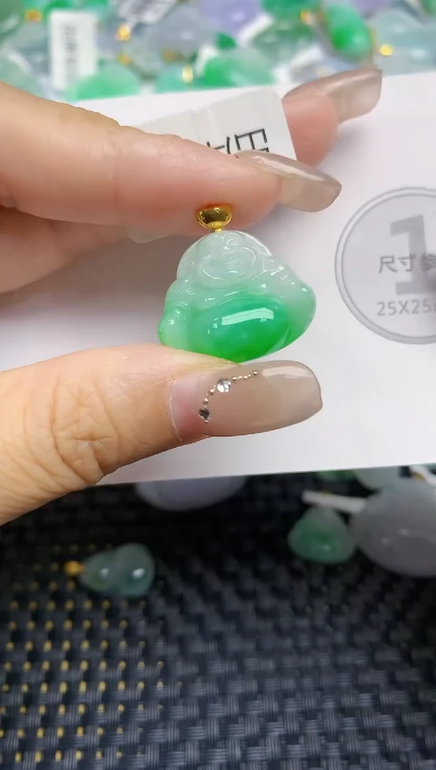 颈饰18K金镶嵌翡翠天然缅甸A货翡翠百元以上9元证书费自理