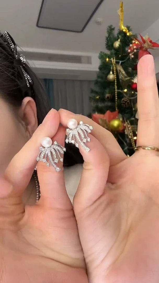 未镶嵌耳饰淡水珍珠烟花珍珠耳环