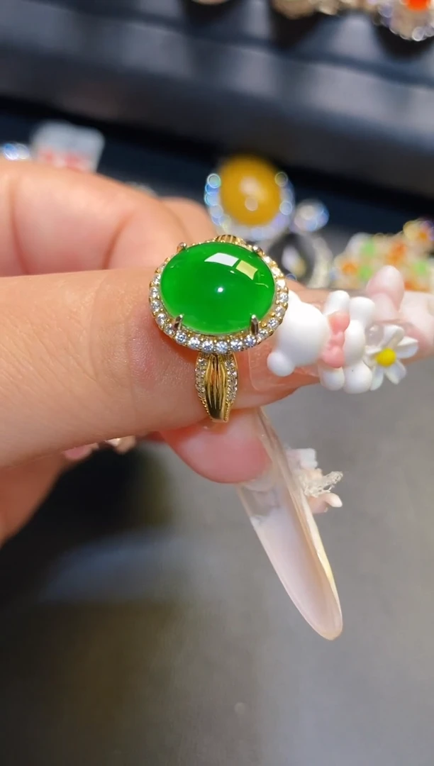 银S925镶嵌翡翠耳饰天然