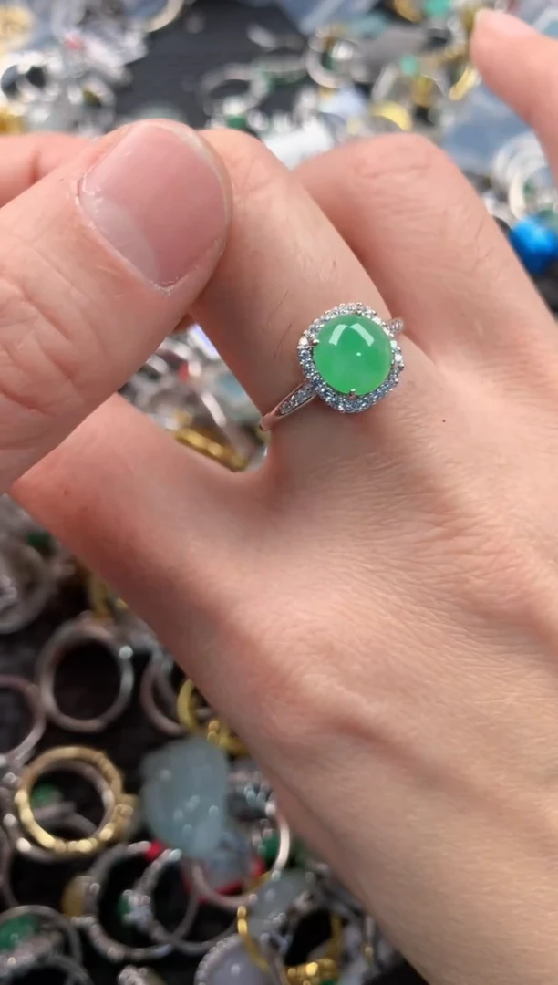 银S925镶嵌戒指翡翠333   6