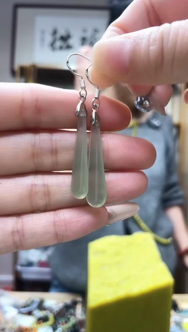 银S925镶嵌岫玉吊坠`