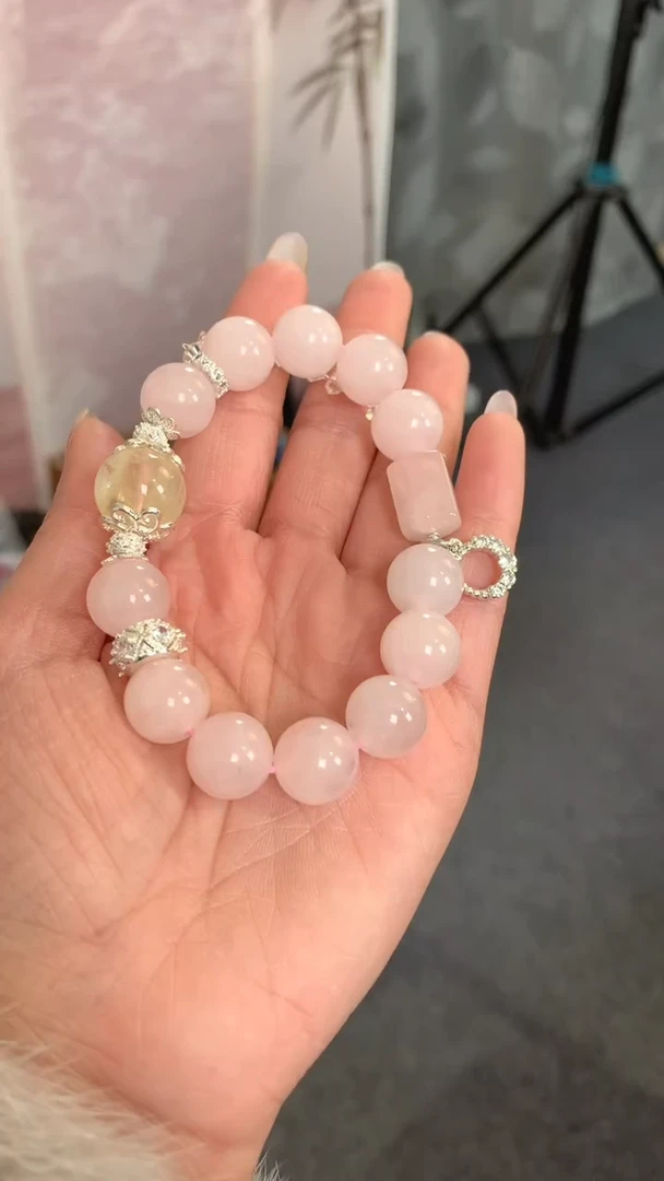 【闪购商品】水晶手串未镶嵌粉水晶手串13号