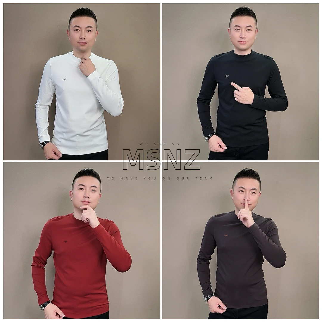 【055】爵派尔出品男士高端秋季圆领T恤百搭高端时尚简约秋冬刺绣