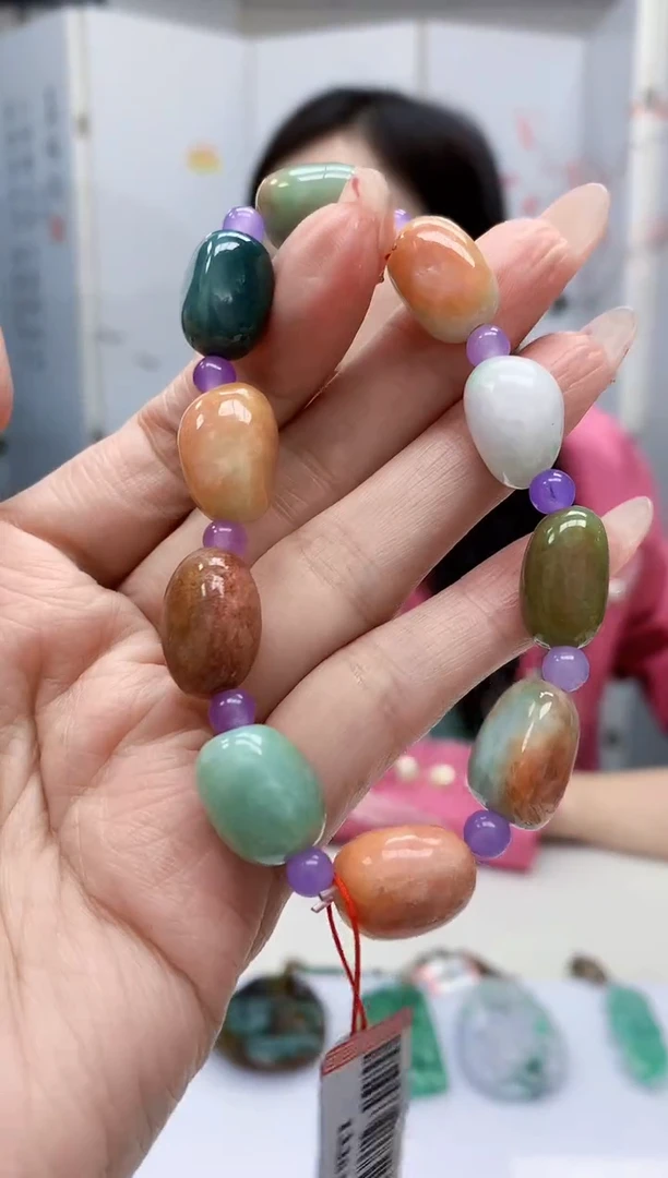 【闪购商品】定制翡翠未镶嵌4852MM-毛货手串144