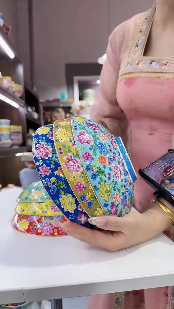 瓷片8.5英寸元宝盘3个景德镇混色