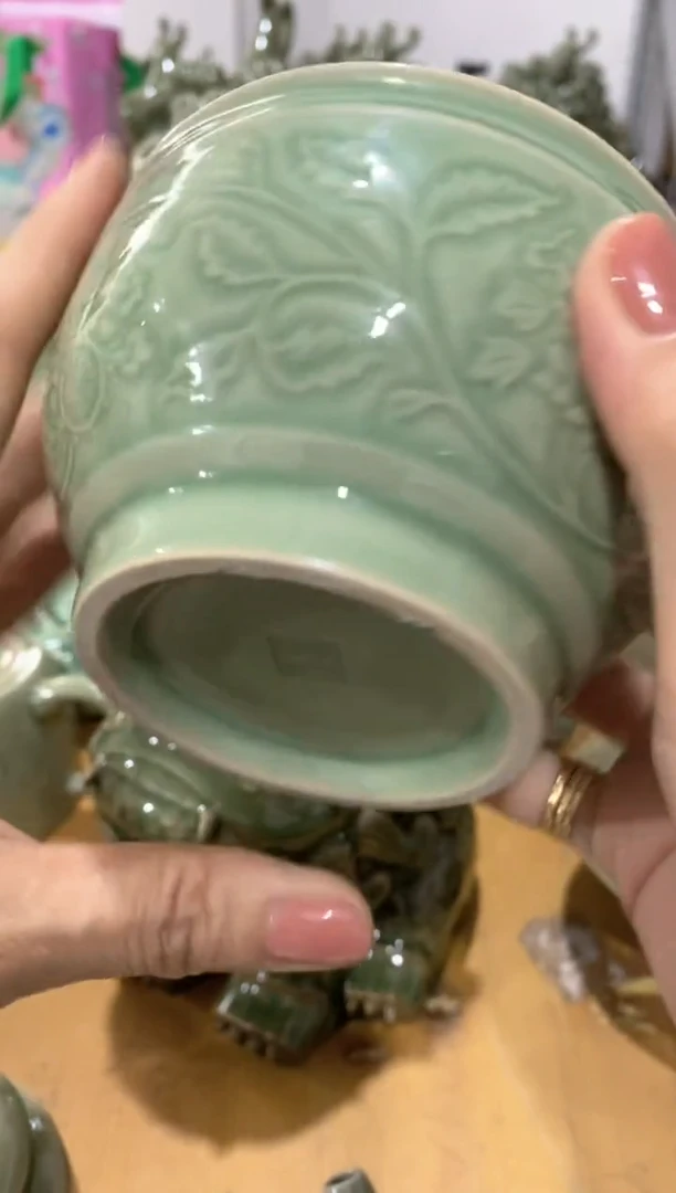 耀州窑微瑕处理TS025 吉祥八宝水盂 一个