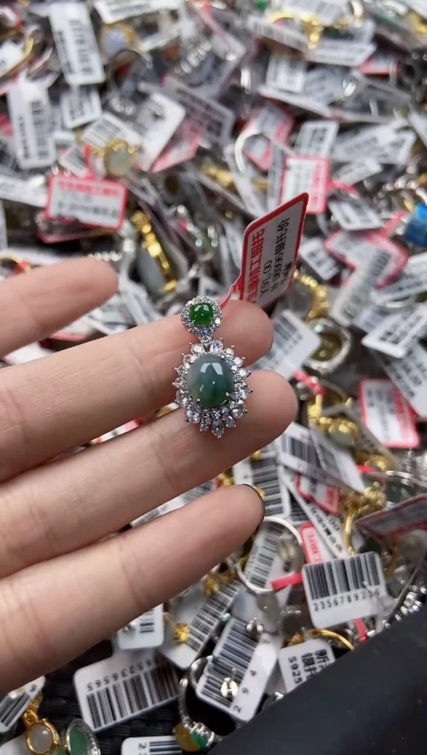 翡翠戒指银S925镶嵌6666----3