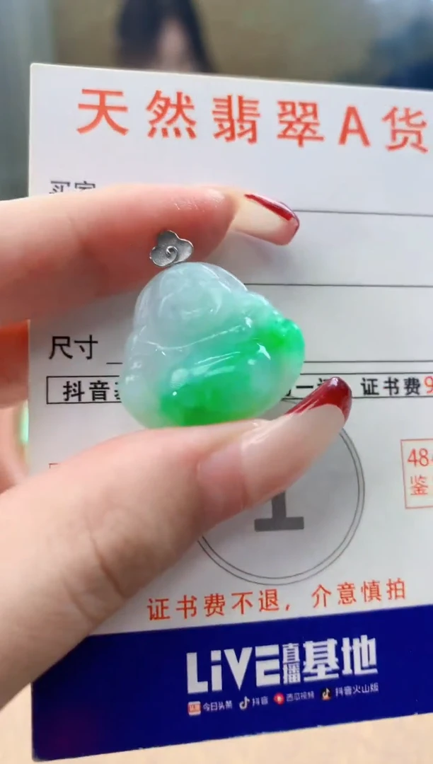 颈饰18K金镶嵌翡翠天然A货翡翠挂件