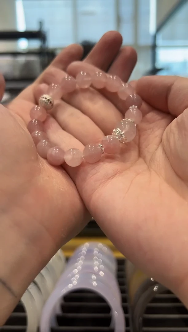 紫晶手链银S925镶嵌粉水晶手串