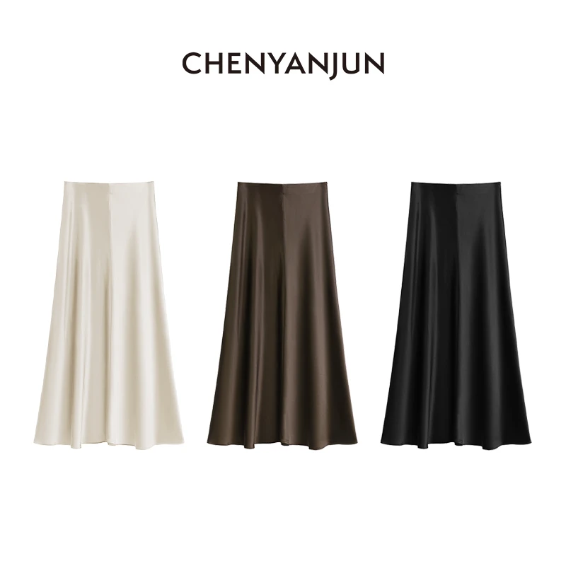 陈妍君【重磅醋酸A字高腰半裙】秋冬松紧腰鱼尾裙CYJ-TTO124-T218