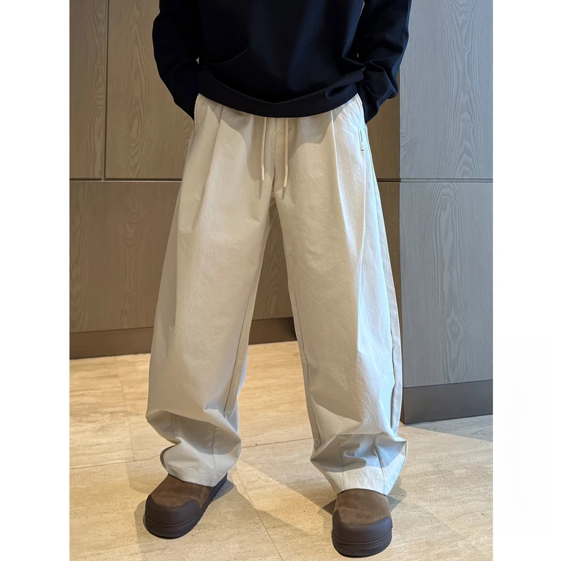 早春美式vibe打褶弯刀裤潮牌简约百搭高级感直筒宽松休闲裤