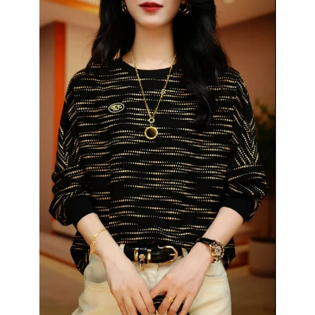 不规则条纹上衣女士春季设计感宽松显瘦洋气叠穿内搭小衫上衣