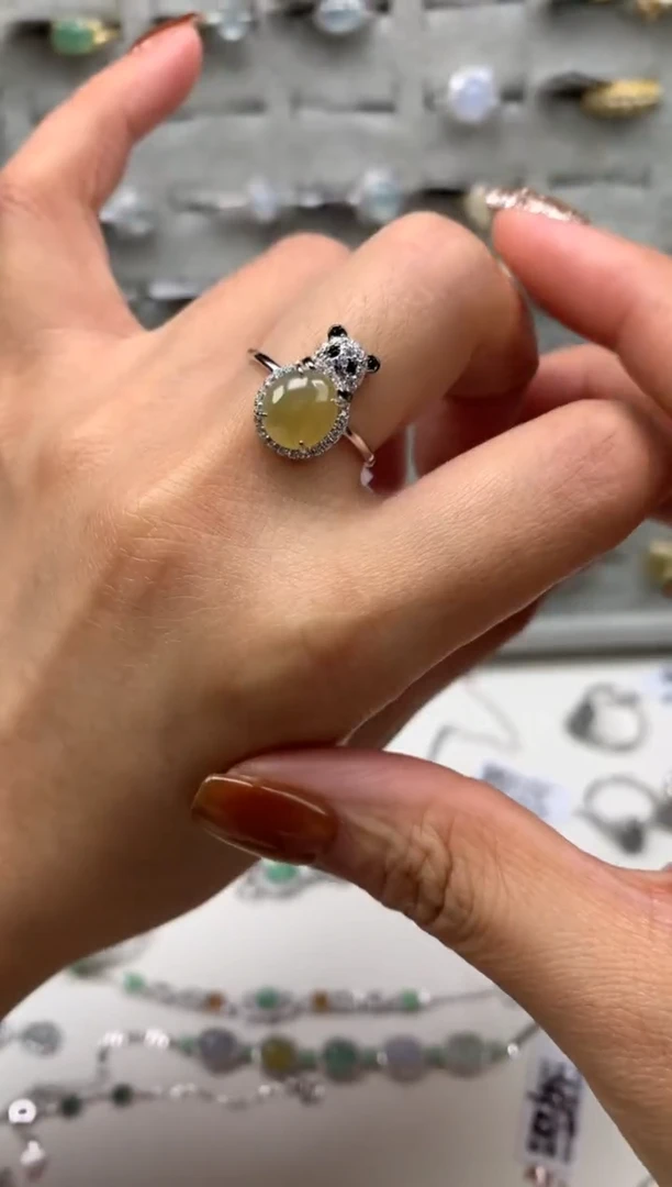 银S925镶嵌戒指翡翠6