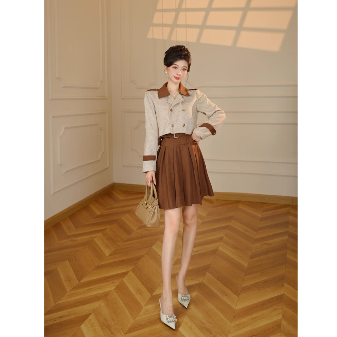 【张小小】【两件套】【有里布】【送腰带】贵系小短外套+连衣裙LJ0056