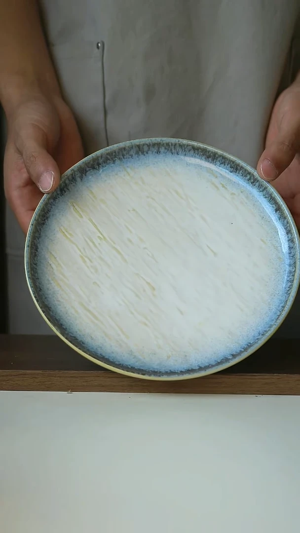 日式月苔灰釉早餐盘20cm@4-2@