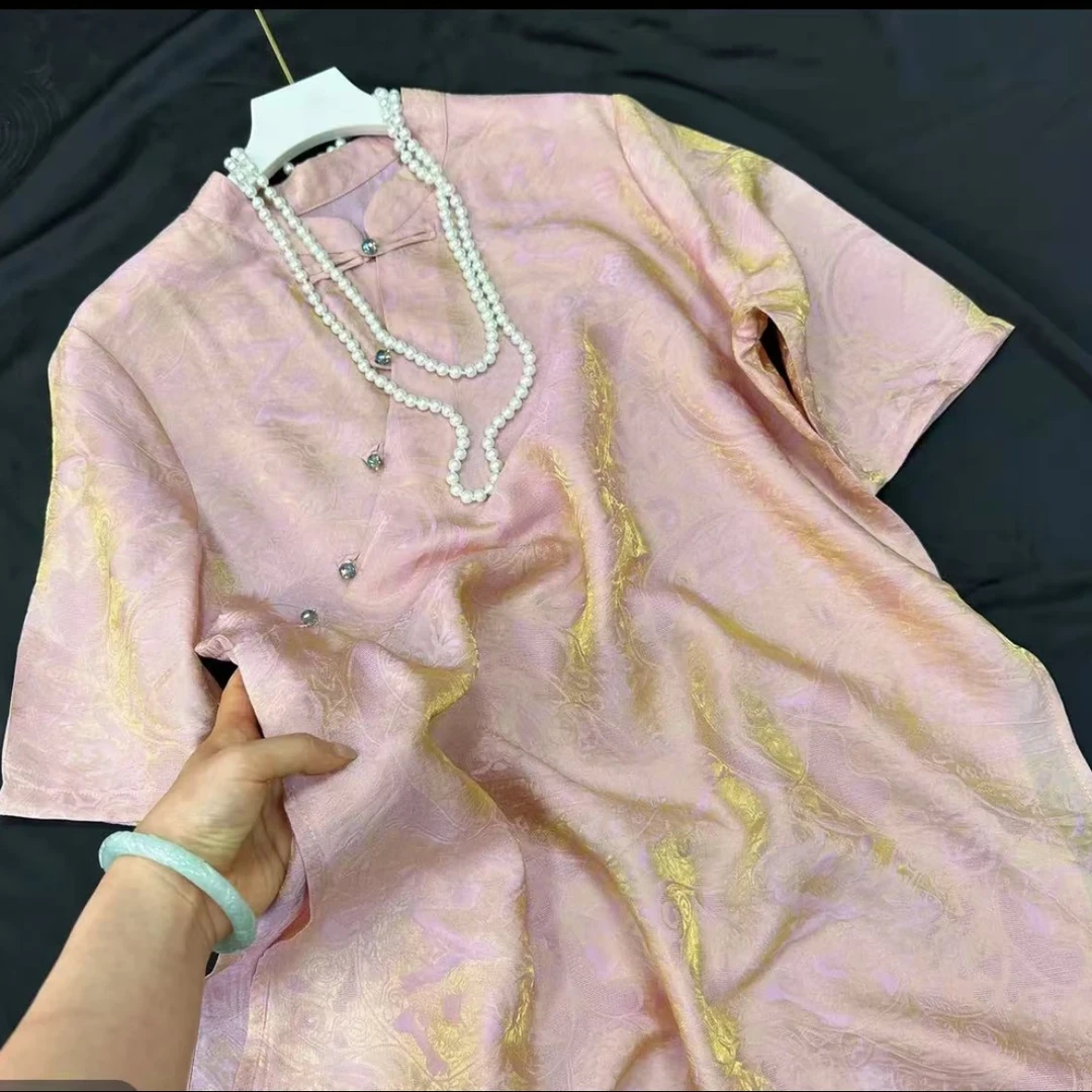 【锦绣花萝两件套】重工提花新中式人丝百搭斜襟时尚国风气质套装女