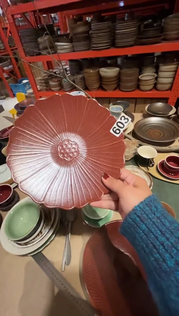 瓷片千*603红莲蓬盘