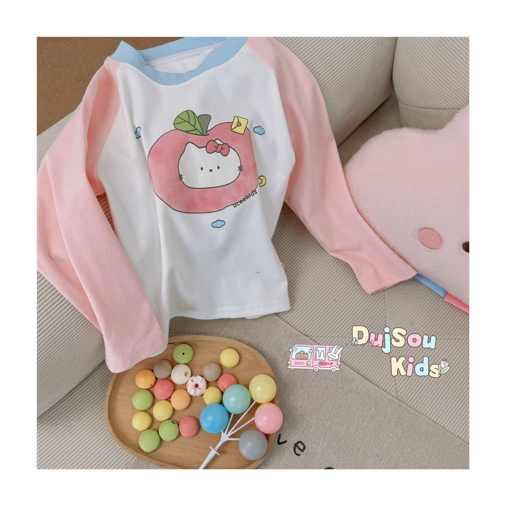 【新疆包邮】春季新款苹果小猫长袖T恤G804