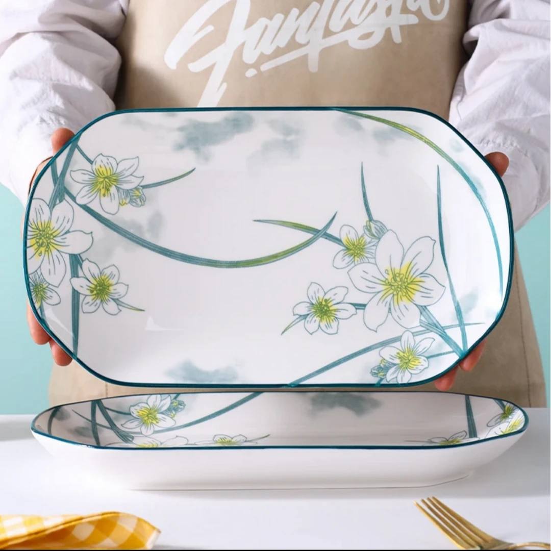 12英寸水仙花鱼盘到手2个 破损联系客服