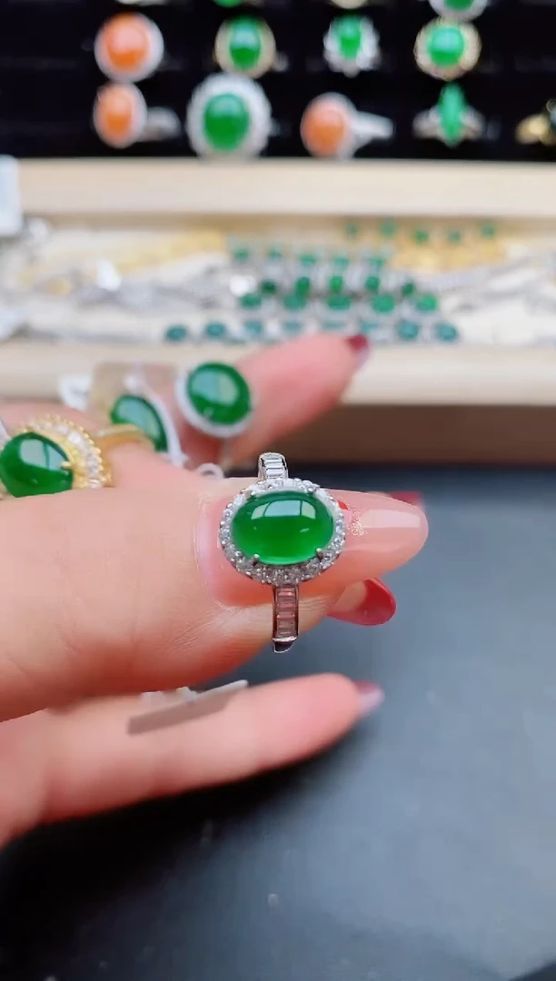 【闪购商品】翡翠戒指银S925镶嵌508005