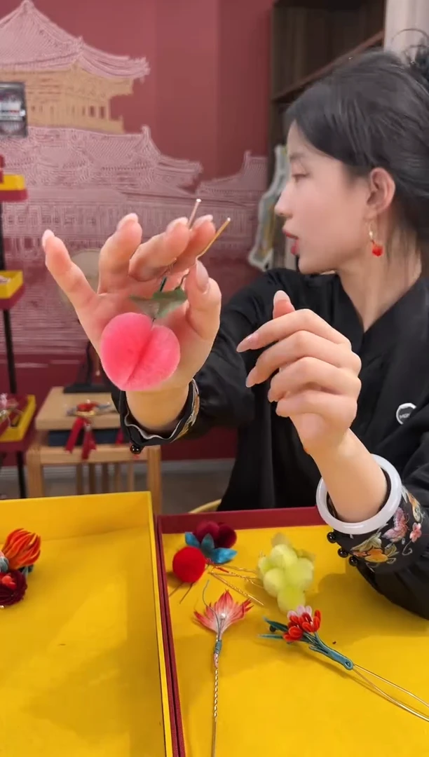 【闪购商品】刺绣非遗绒花（发饰）