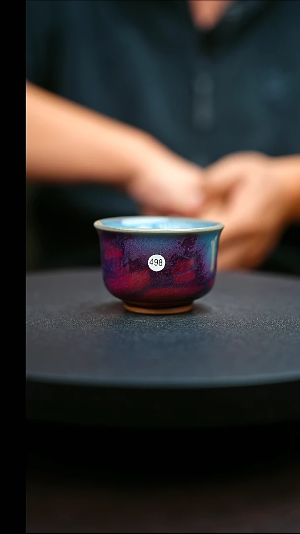 498#原矿钧瓷炉钧釉撇口杯