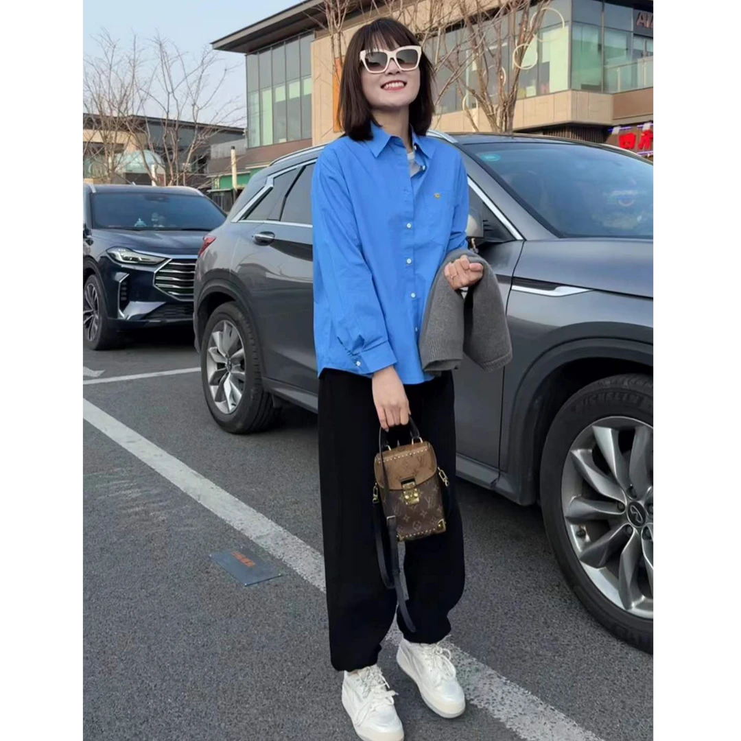 TY5 【海鲸蓝】韩系高密高支显白蓝衬衫(前衣长64)