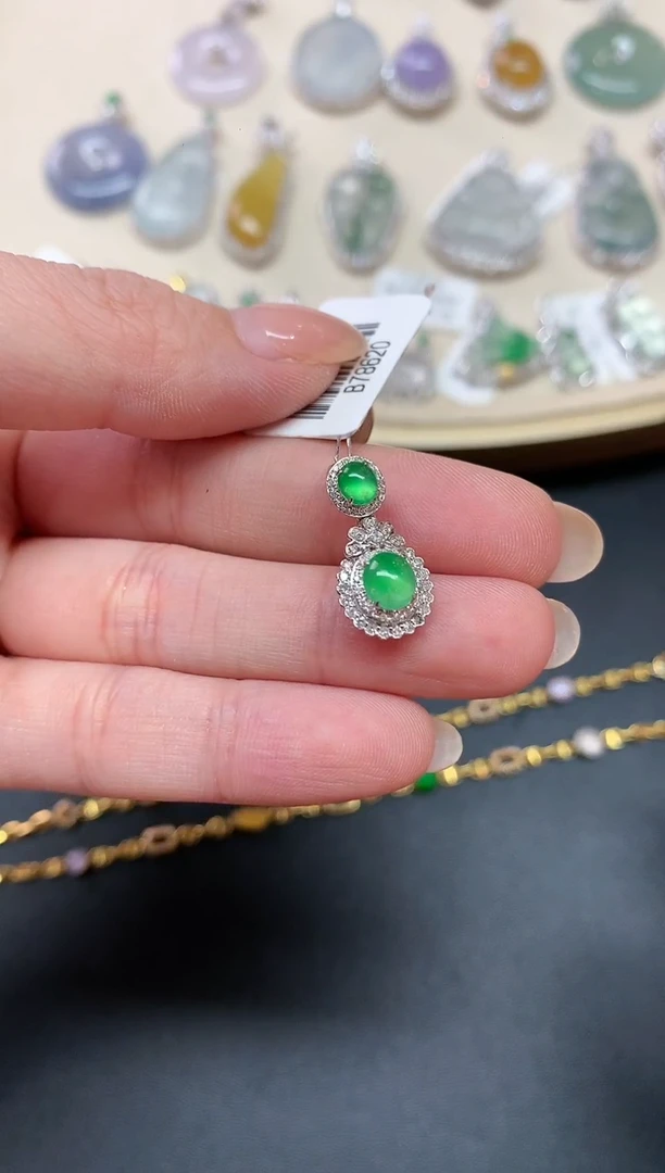 翡翠18K金镶嵌吊坠(不含链)D70|2980