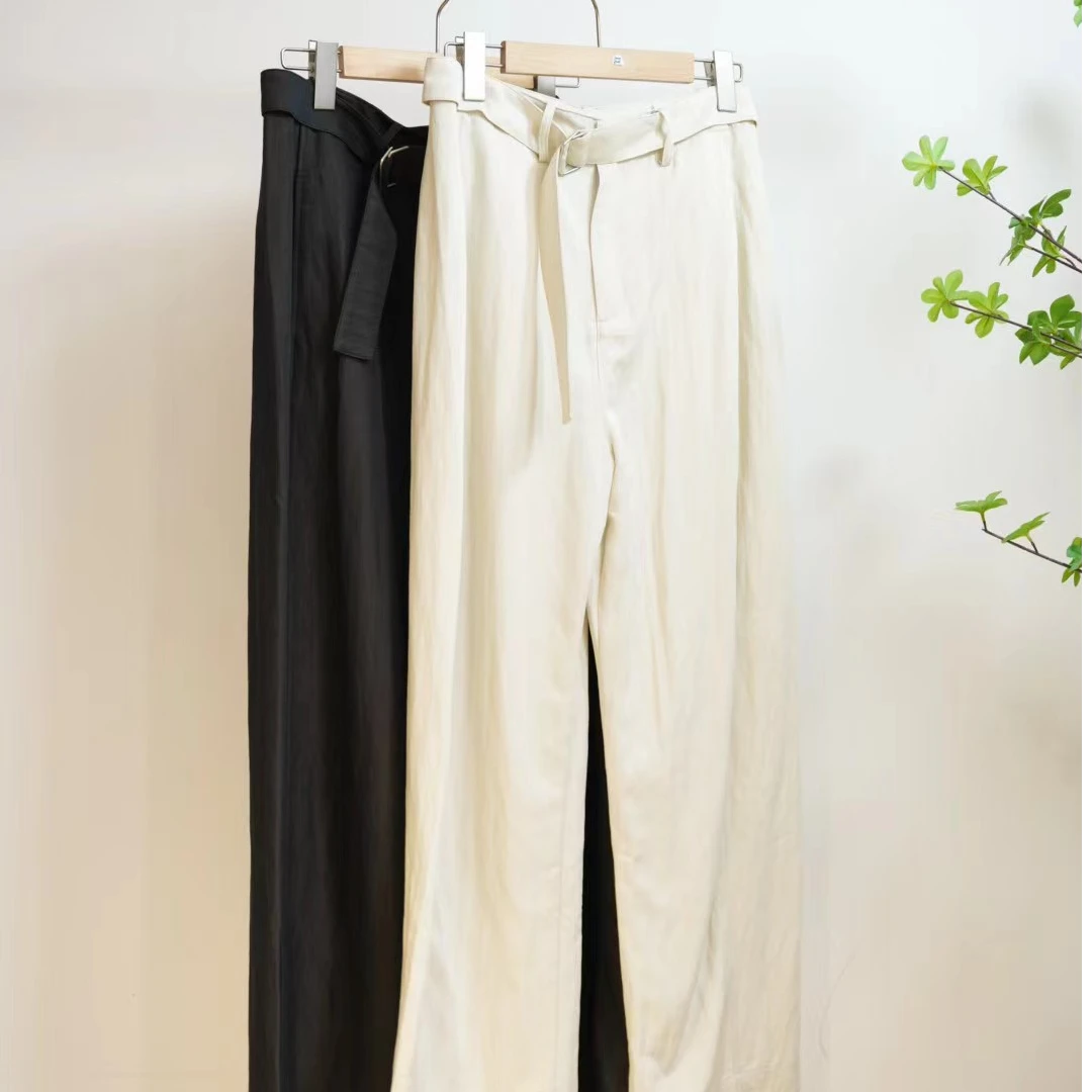 2-686-一款两色时尚百搭腰带款春夏休闲裤女（6183）