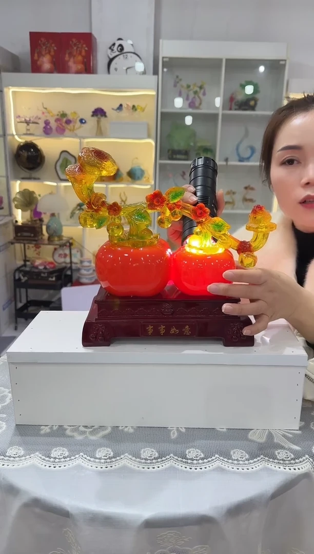 有机玻璃老板娘孤品高顿摆件柿子