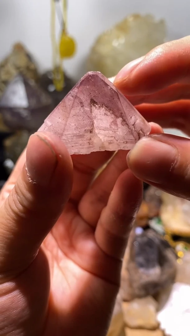 水晶珠宝半成品未镶嵌31号四川花园水晶粉色+发晶